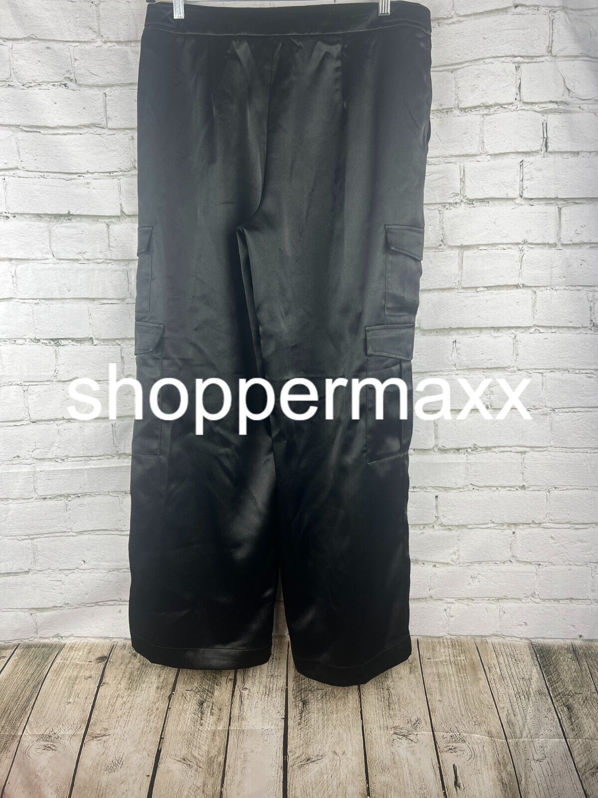 Women's High-Rise Satin Cargo Pants - A New Day, Black, 14