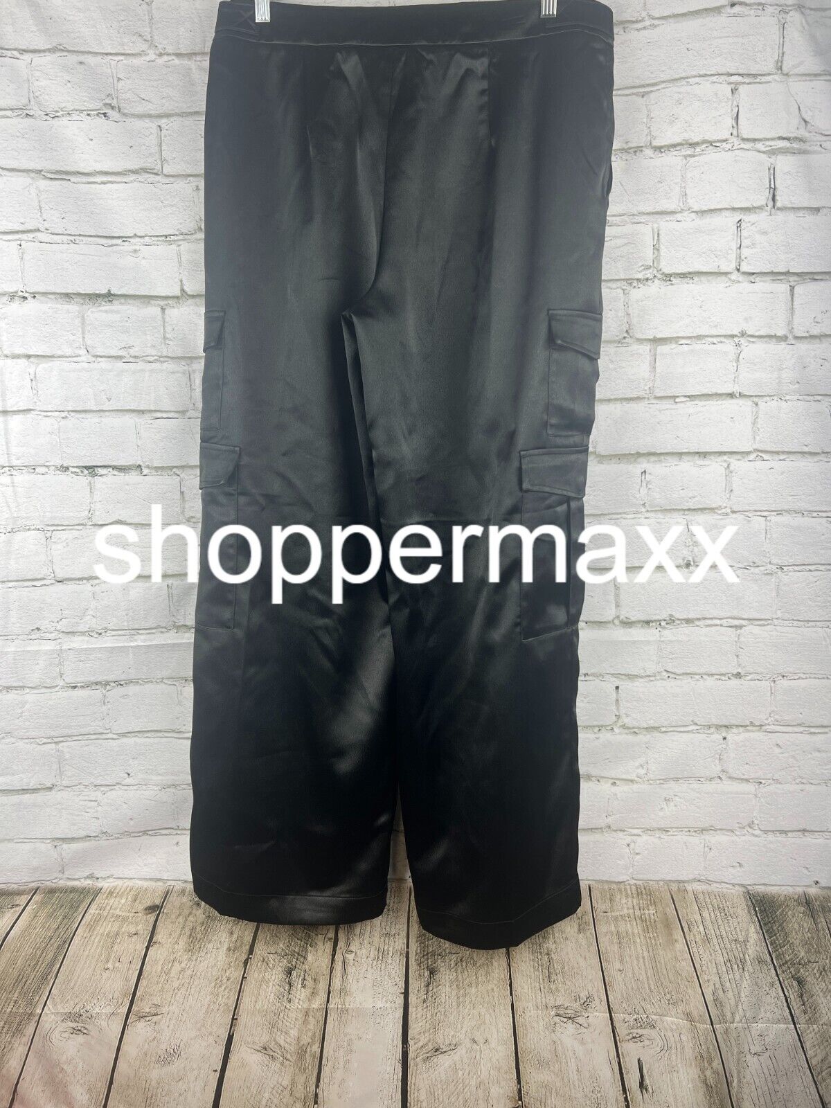Women's High-Rise Satin Cargo Pants - A New Day, Black, 14