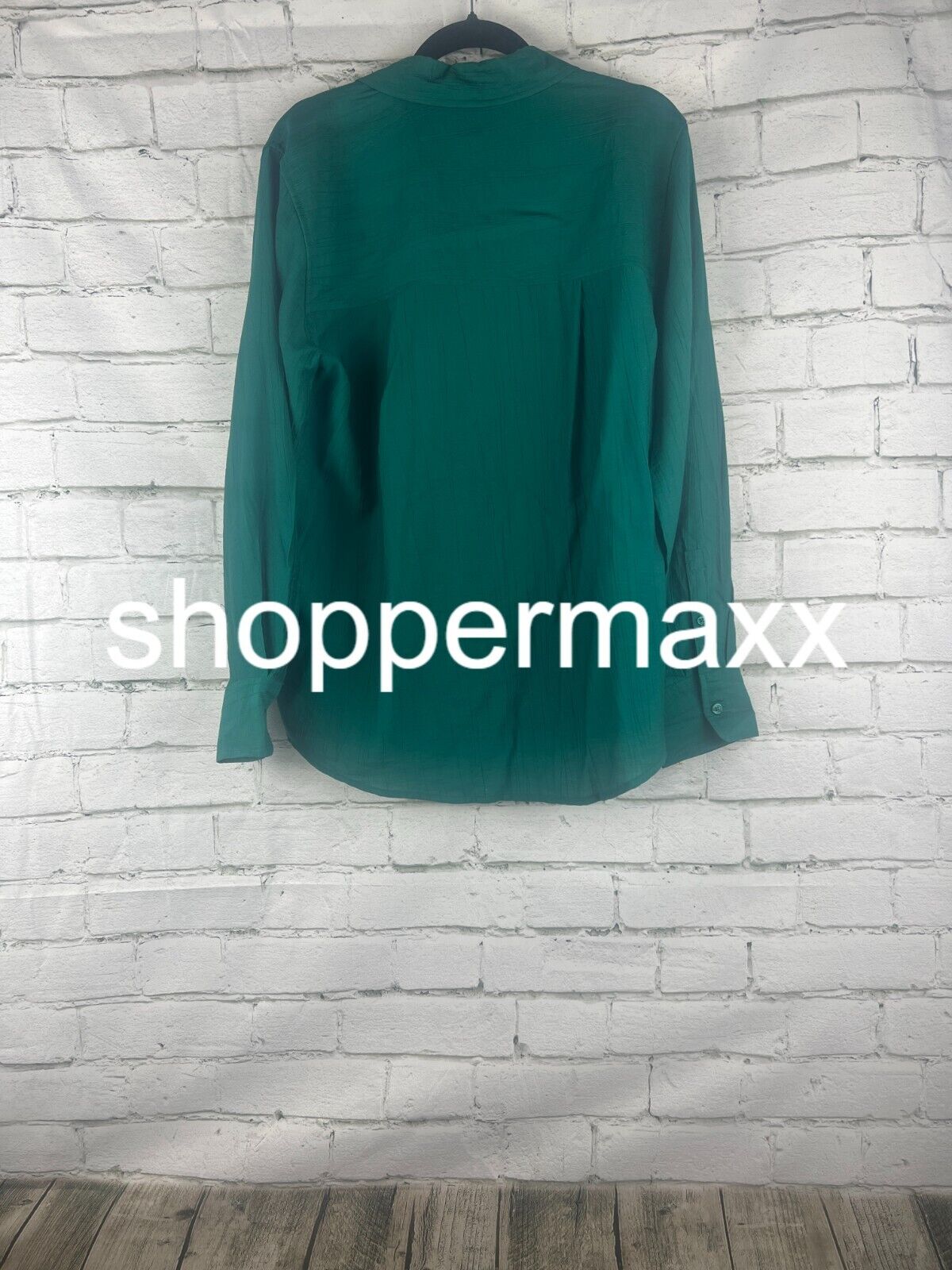 Women's Long Sleeve Button-Down Shirt - A New Day, Dark Green, S
