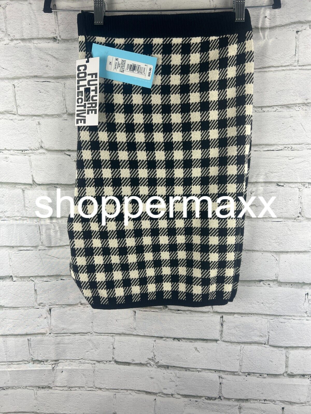 Women's Gingham Check Knit Shorts - Future Collective with Gabriella, Black, 3X