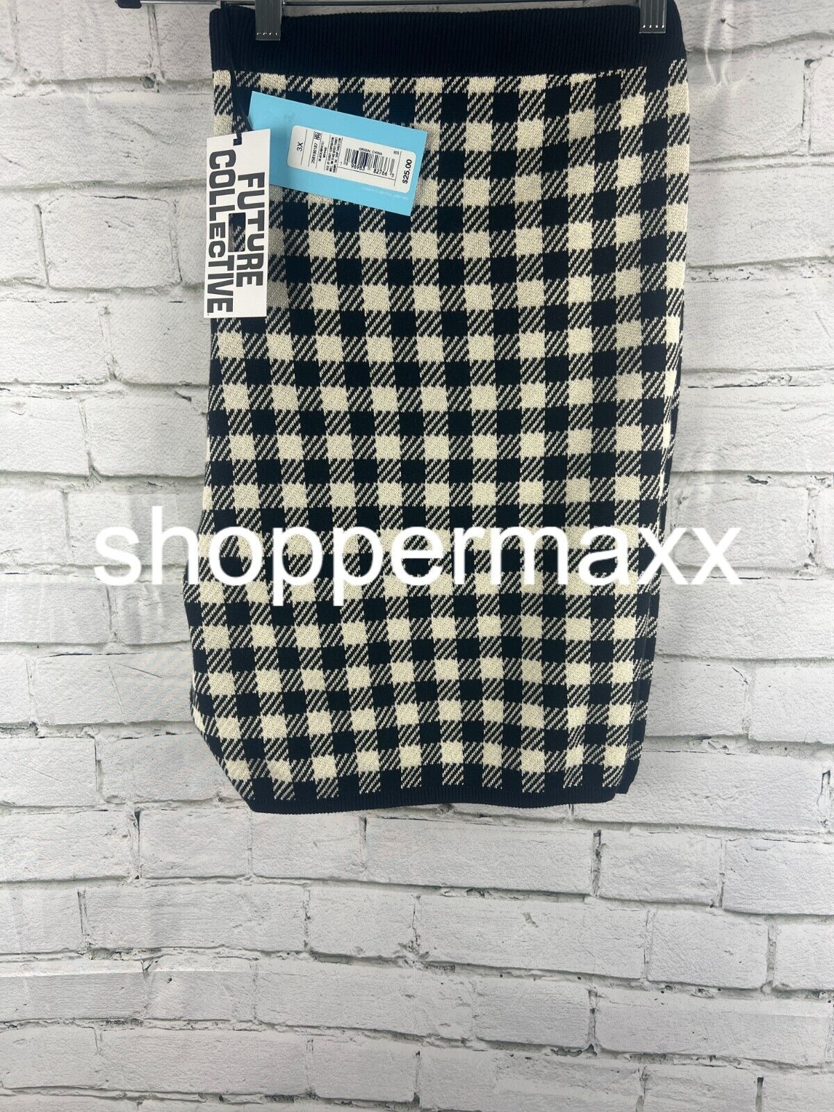 Women's Gingham Check Knit Shorts - Future Collective with Gabriella, Black, 3X