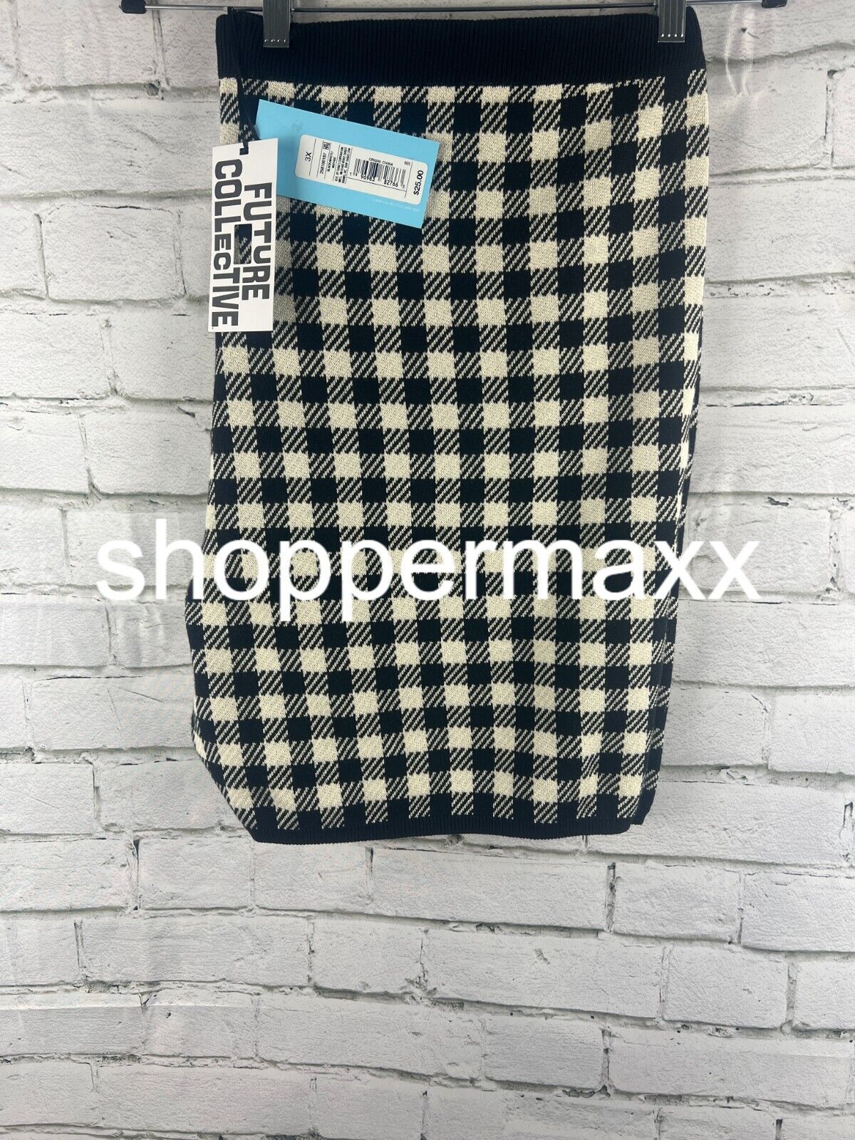 Women's Gingham Check Knit Shorts - Future Collective with Gabriella, Black, 3X