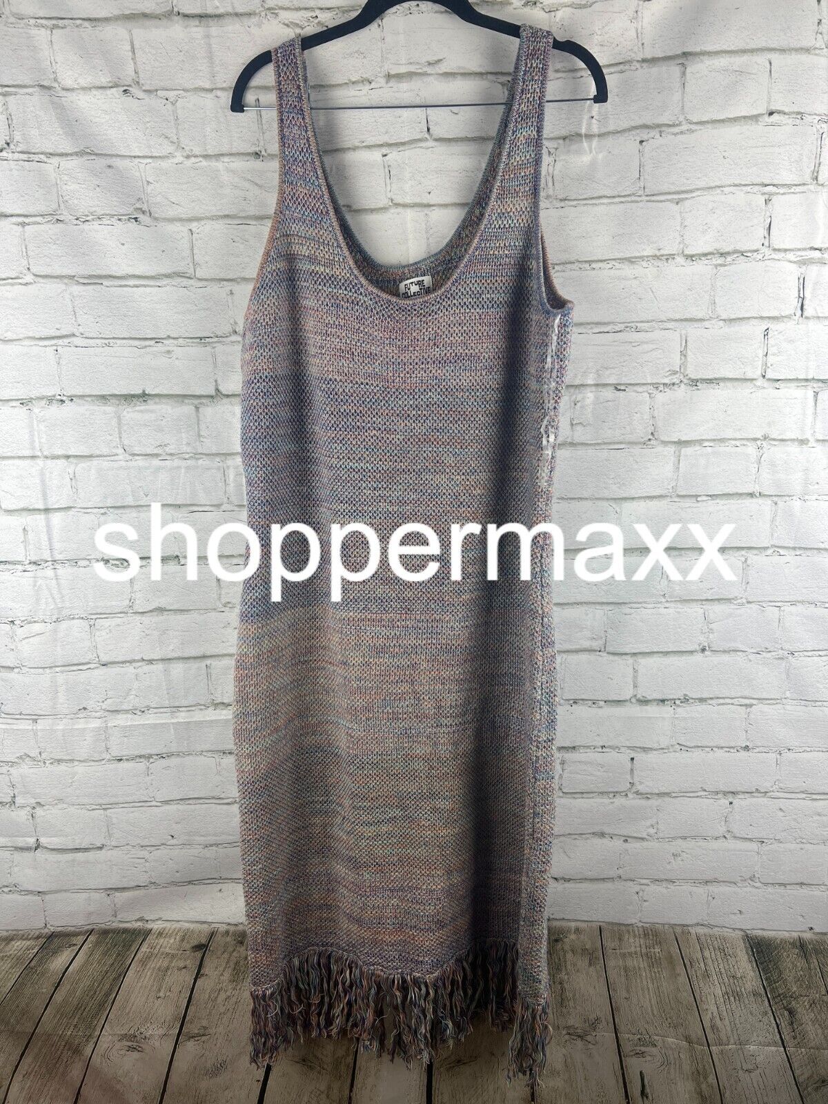 Women's Crochet Fringe Dress - Future Collective with Alani Noelle, Blue, 1X