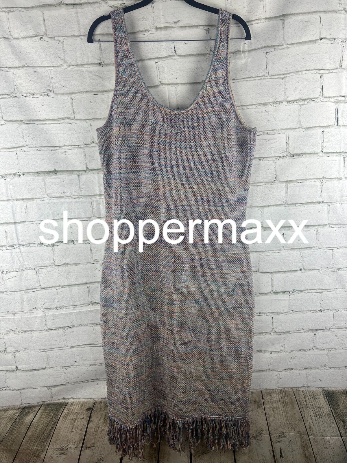 Women's Crochet Fringe Dress - Future Collective with Alani Noelle, Blue, 1X