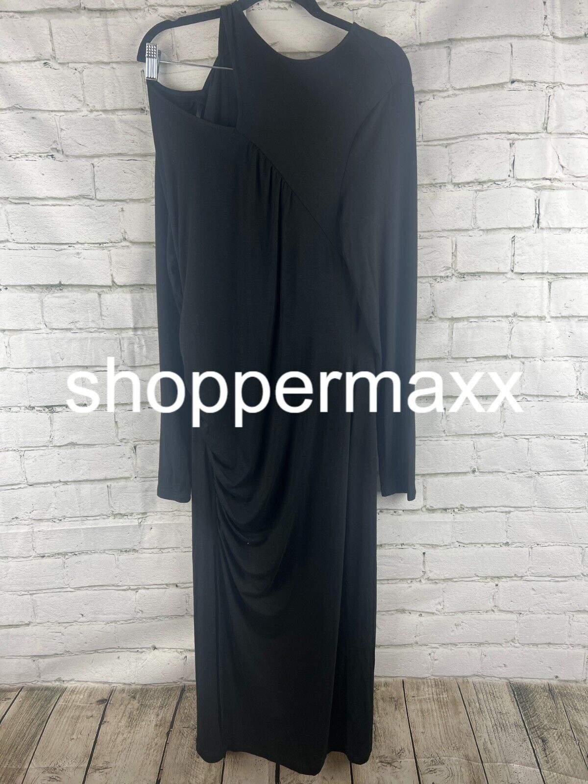 Women's Long Sleeve Cut-Out Draped Midi Dress - Future Collective, Black, M