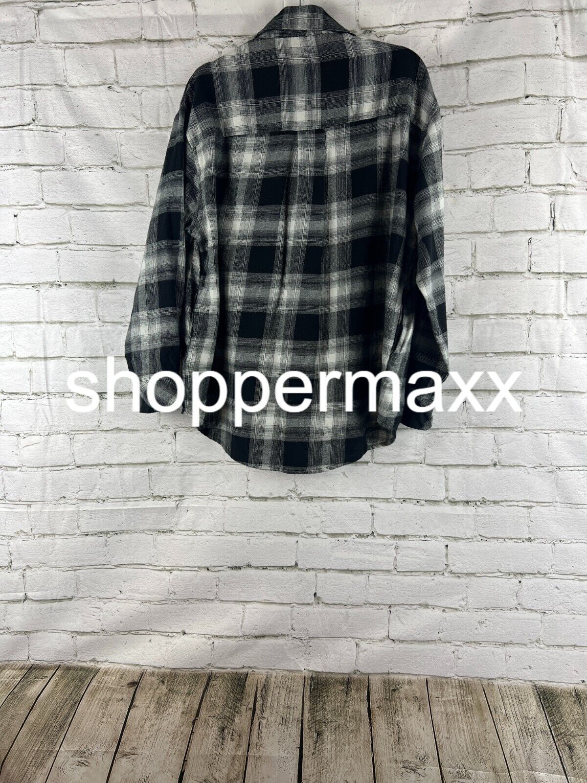 Women's Oversized Button-Down Flannel Shirt - Wild Fable, Black Plaid, XS