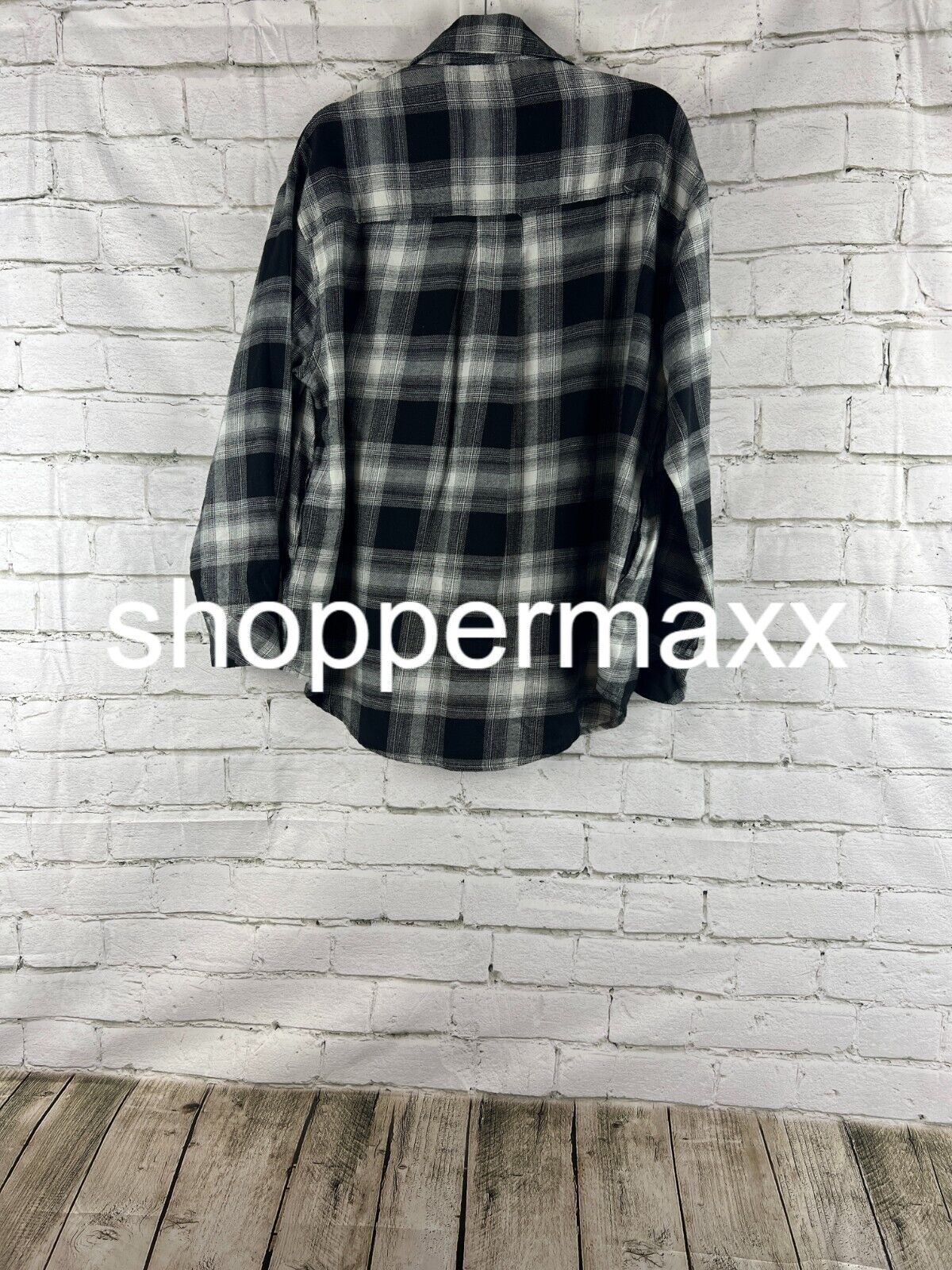 Women's Oversized Button-Down Flannel Shirt - Wild Fable, Black Plaid, XS