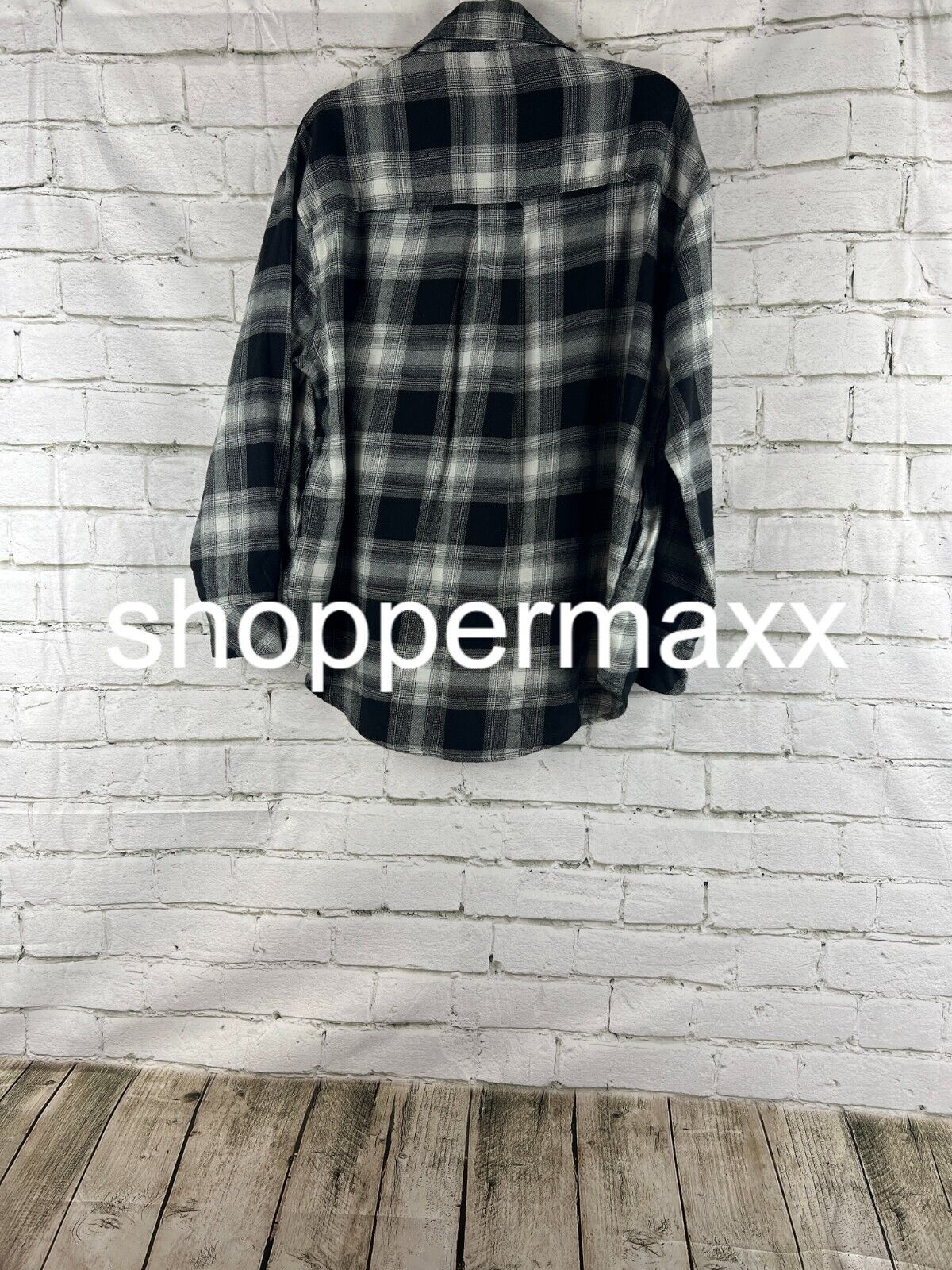 Women's Oversized Button-Down Flannel Shirt - Wild Fable, Black Plaid, XS