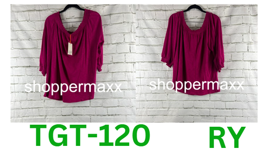 Women's Bishop 3/4 Sleeve Smocked Top - Knox Rose, Magenta, L