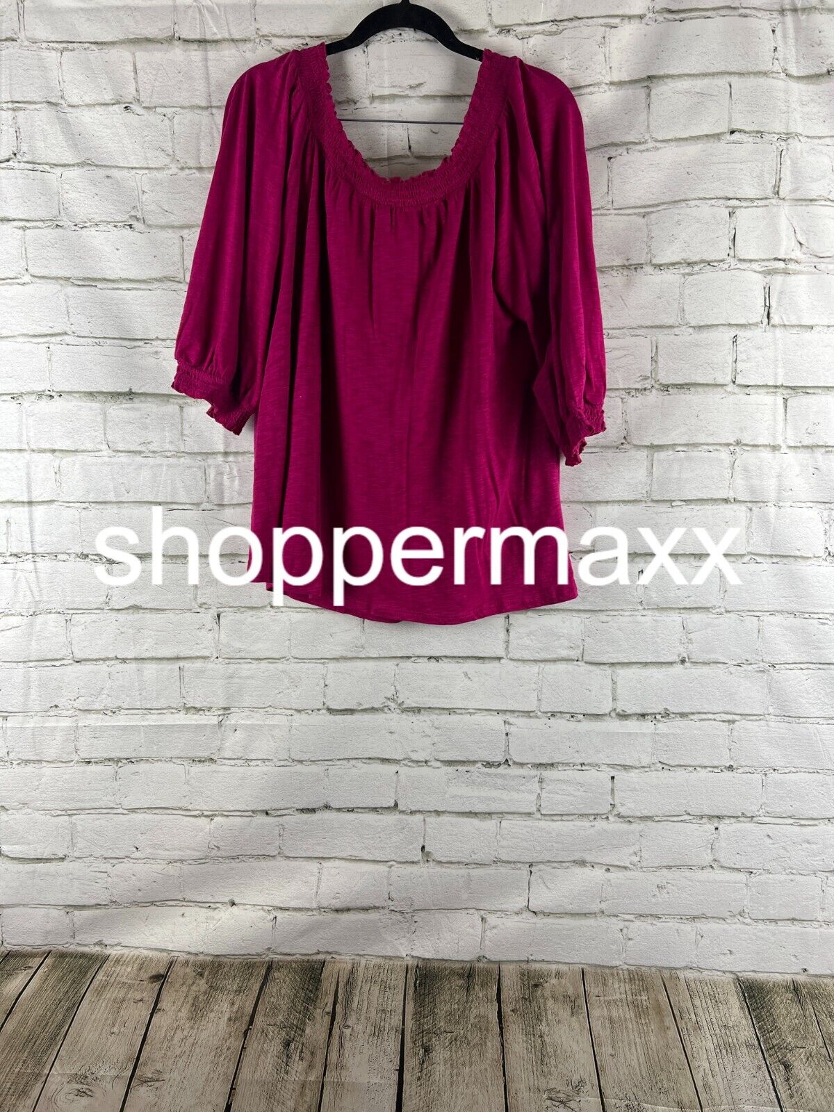Women's Bishop 3/4 Sleeve Smocked Top - Knox Rose, Magenta, L