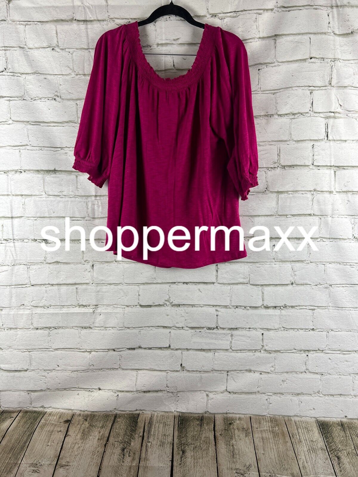 Women's Bishop 3/4 Sleeve Smocked Top - Knox Rose, Magenta, L