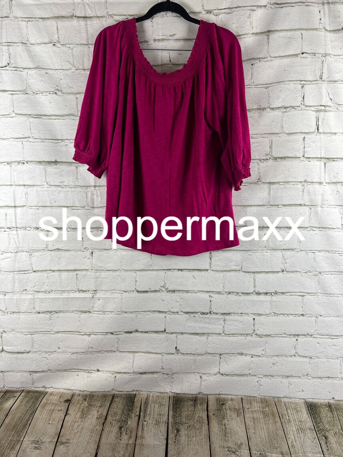 Women's Bishop 3/4 Sleeve Smocked Top - Knox Rose, Magenta, L
