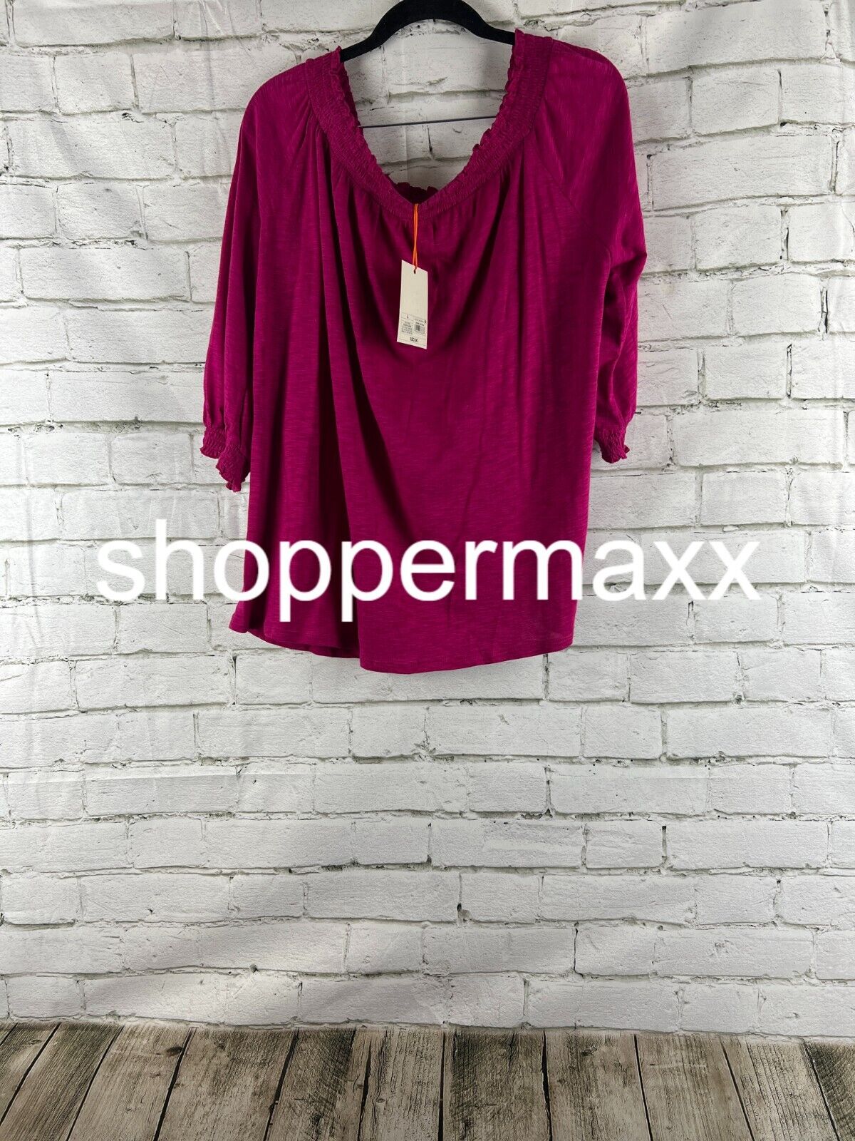 Women's Bishop 3/4 Sleeve Smocked Top - Knox Rose, Magenta, L