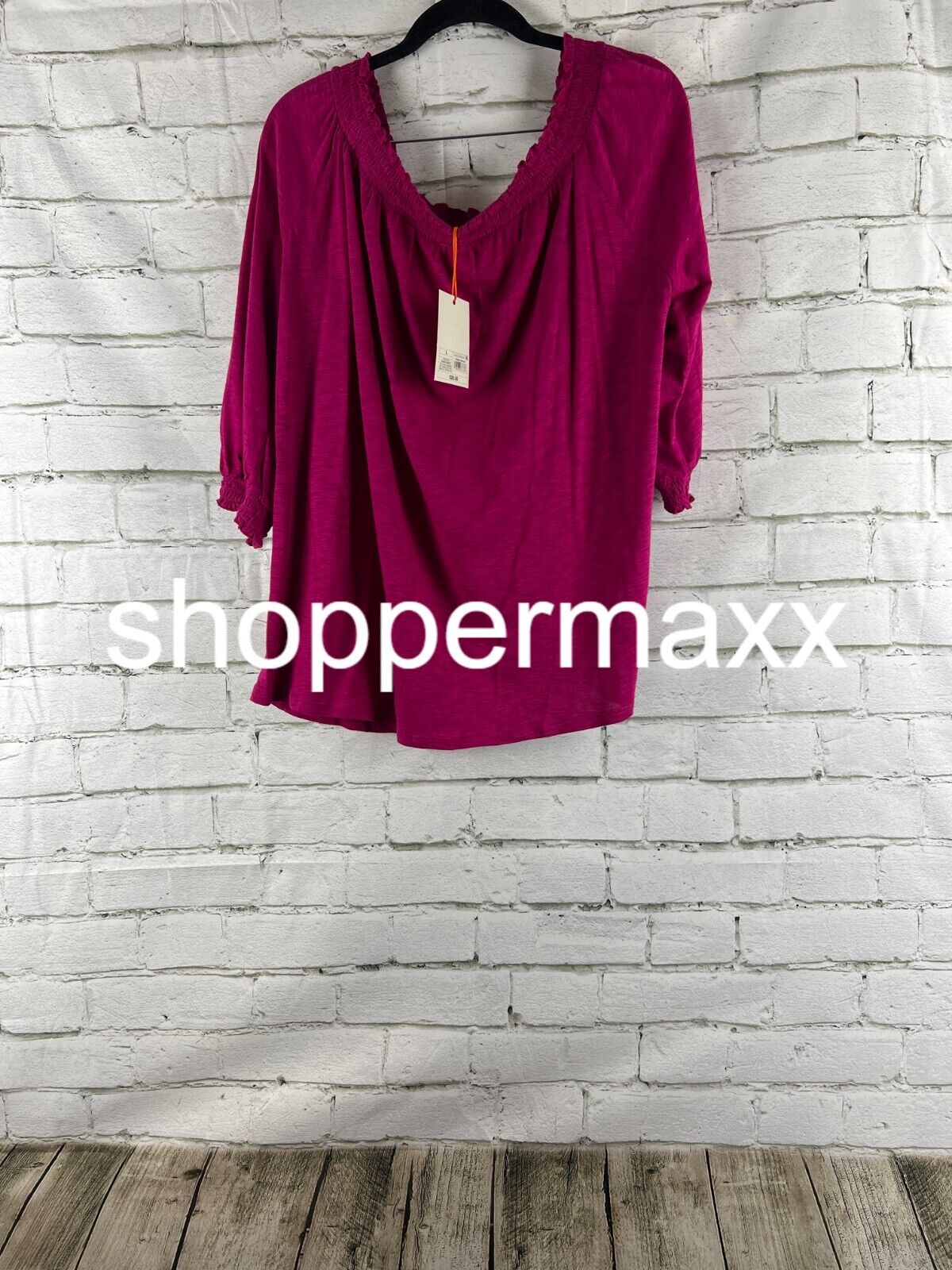 Women's Bishop 3/4 Sleeve Smocked Top - Knox Rose, Magenta, L