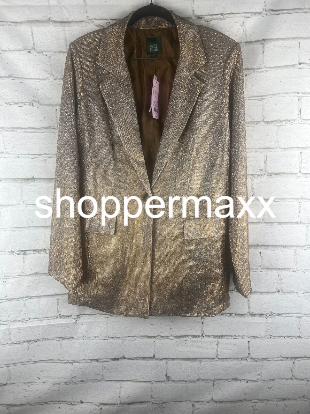 Women's Oversized Glitter Blazer - Wild Fable, Copper, M
