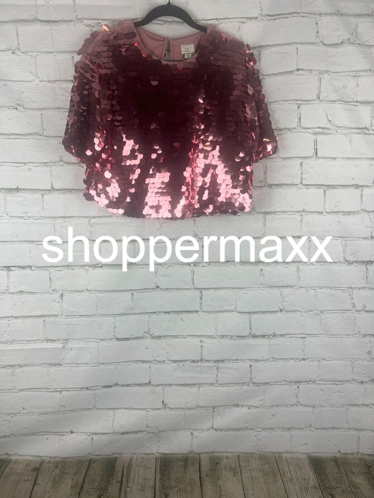 Women's Short Sleeve Paillettes - A New Day, Pink, XS