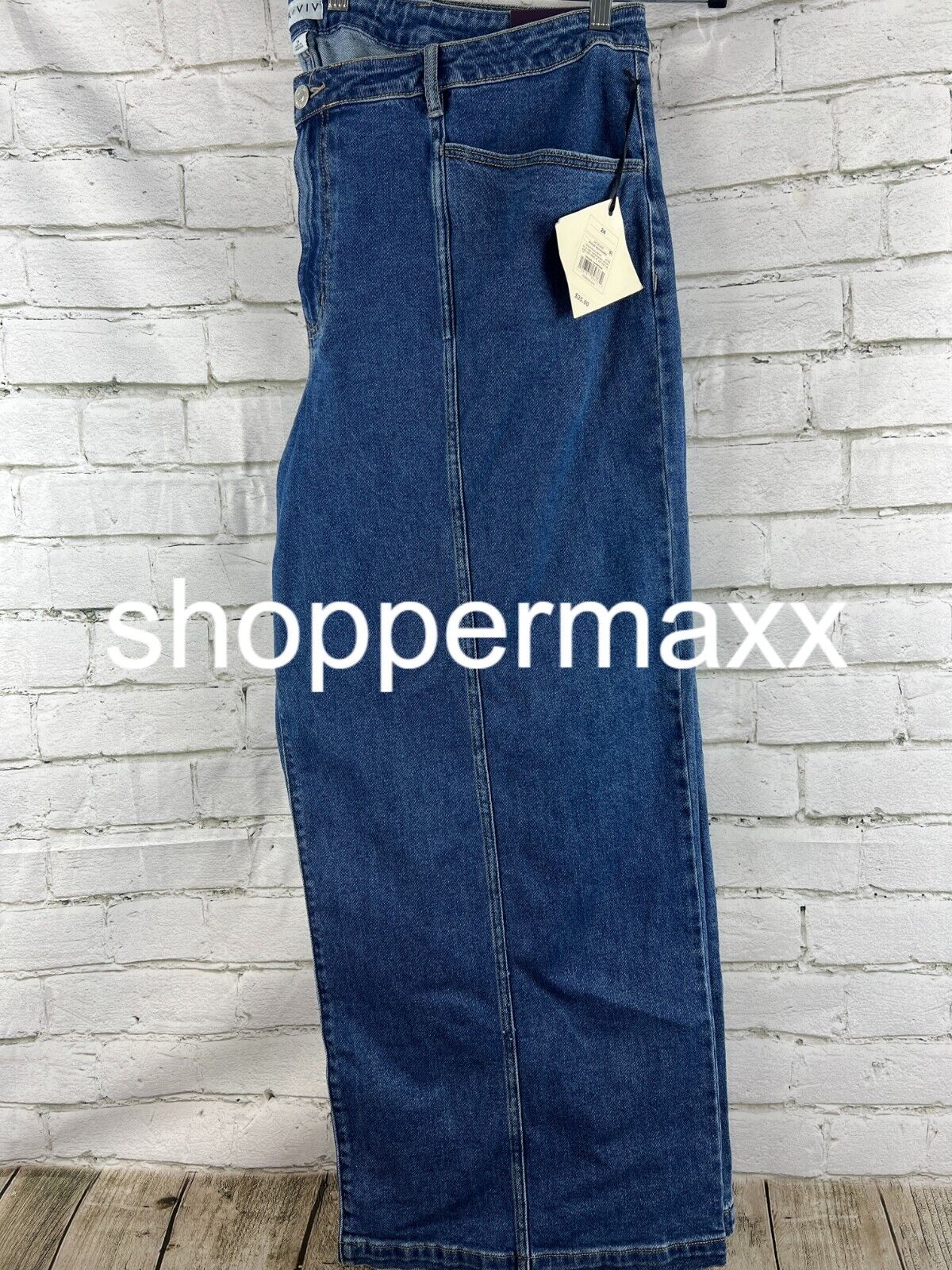 Women's High-Rise Wide Leg Jeans - Ava & Viv, Blue, 24R