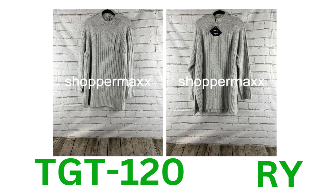 Women's Cozy Mock Neck Tunic Sweater - Ava & Viv, Gray, XXL