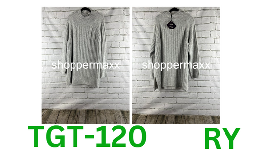 Women's Cozy Mock Neck Tunic Sweater - Ava & Viv, Gray, XXL