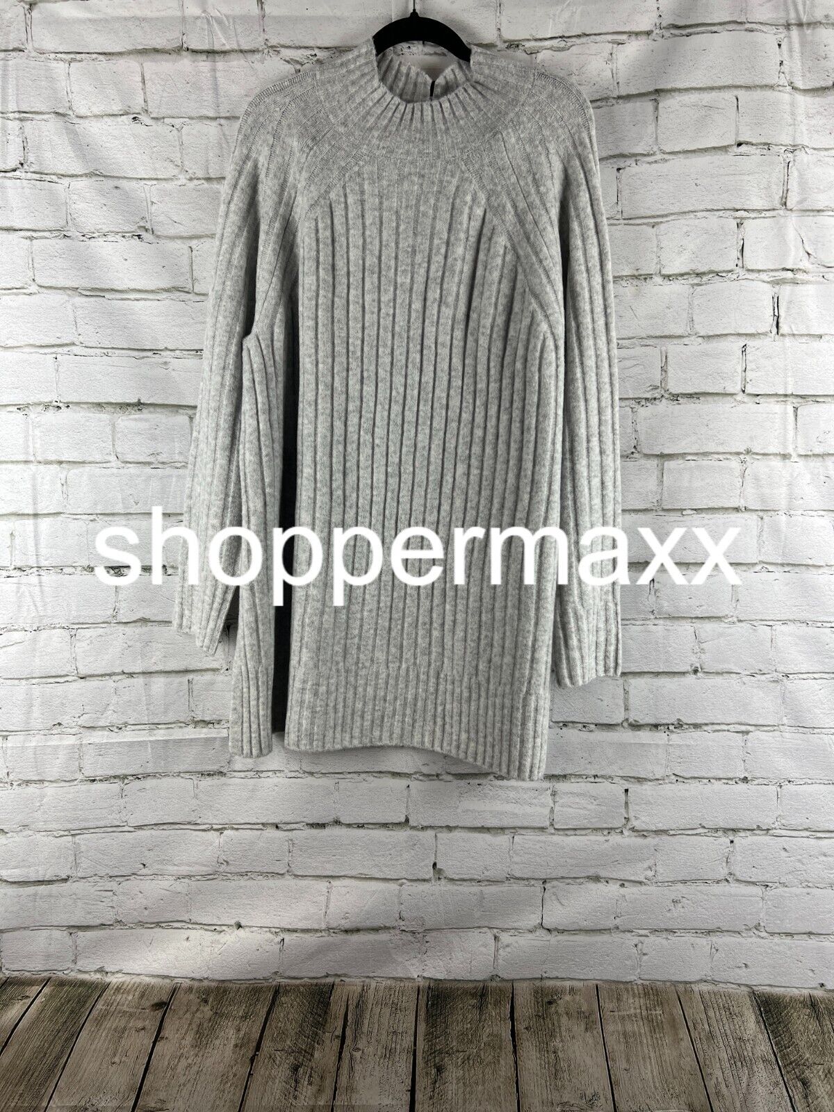 Women's Cozy Mock Neck Tunic Sweater - Ava & Viv, Gray, XXL