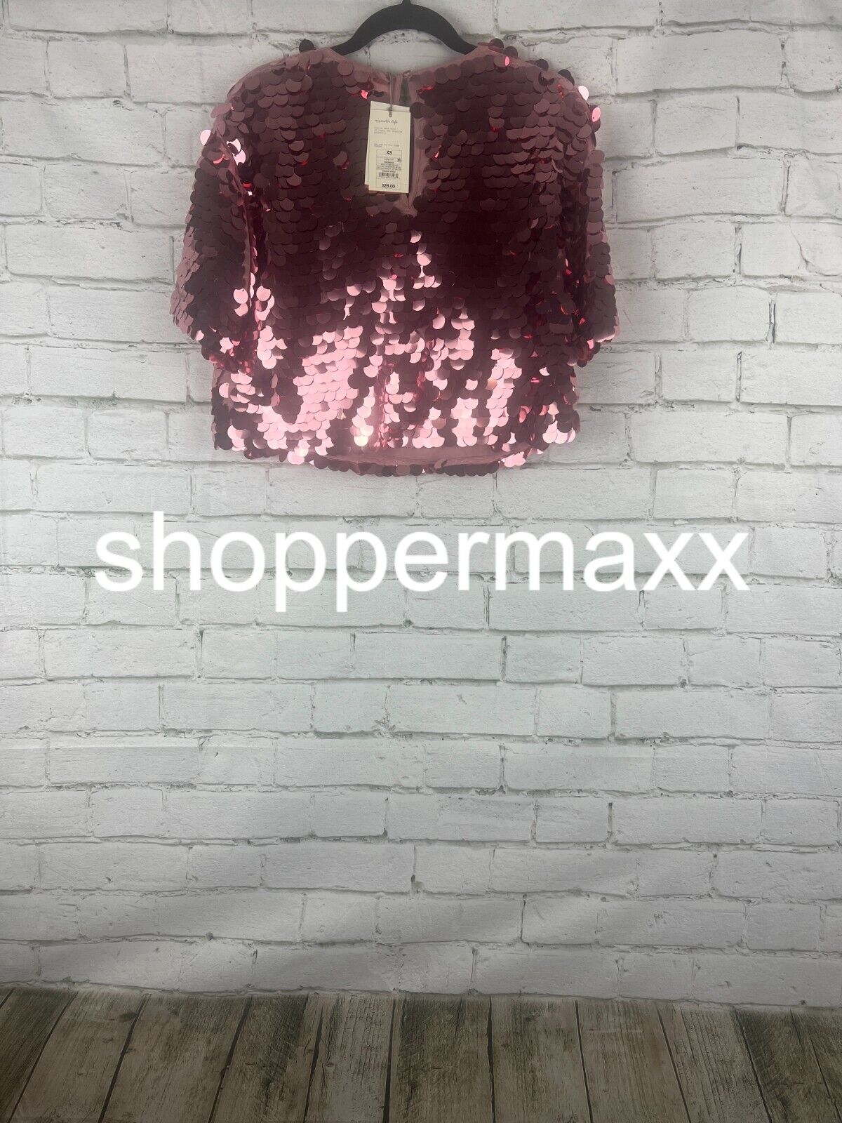 Women's Short Sleeve Paillettes - A New Day, Pink, XS