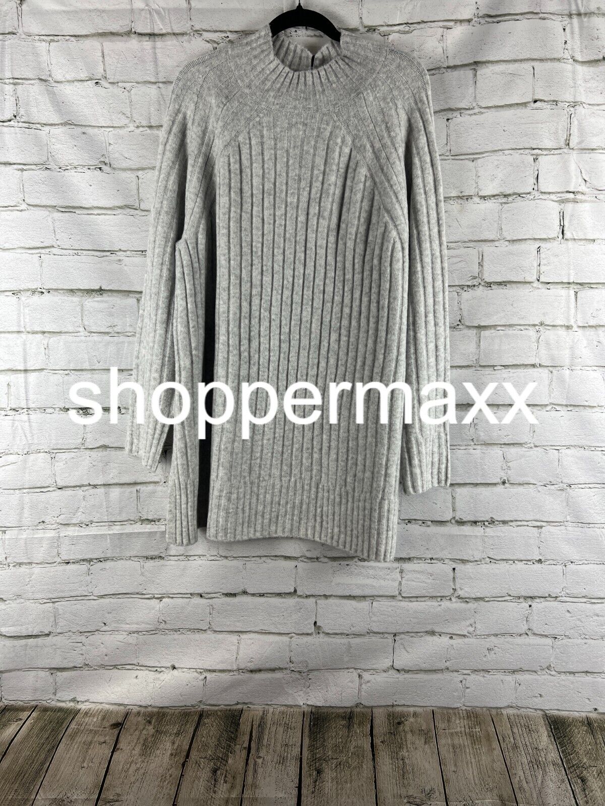 Women's Cozy Mock Neck Tunic Sweater - Ava & Viv, Gray, XXL