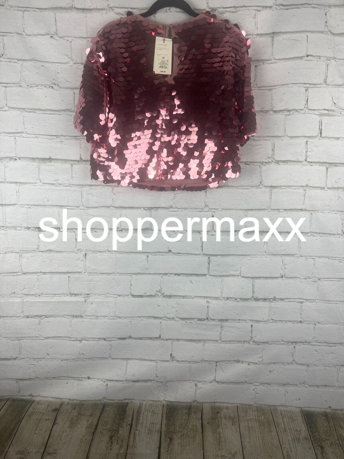 Women's Short Sleeve Paillettes - A New Day, Pink, XS
