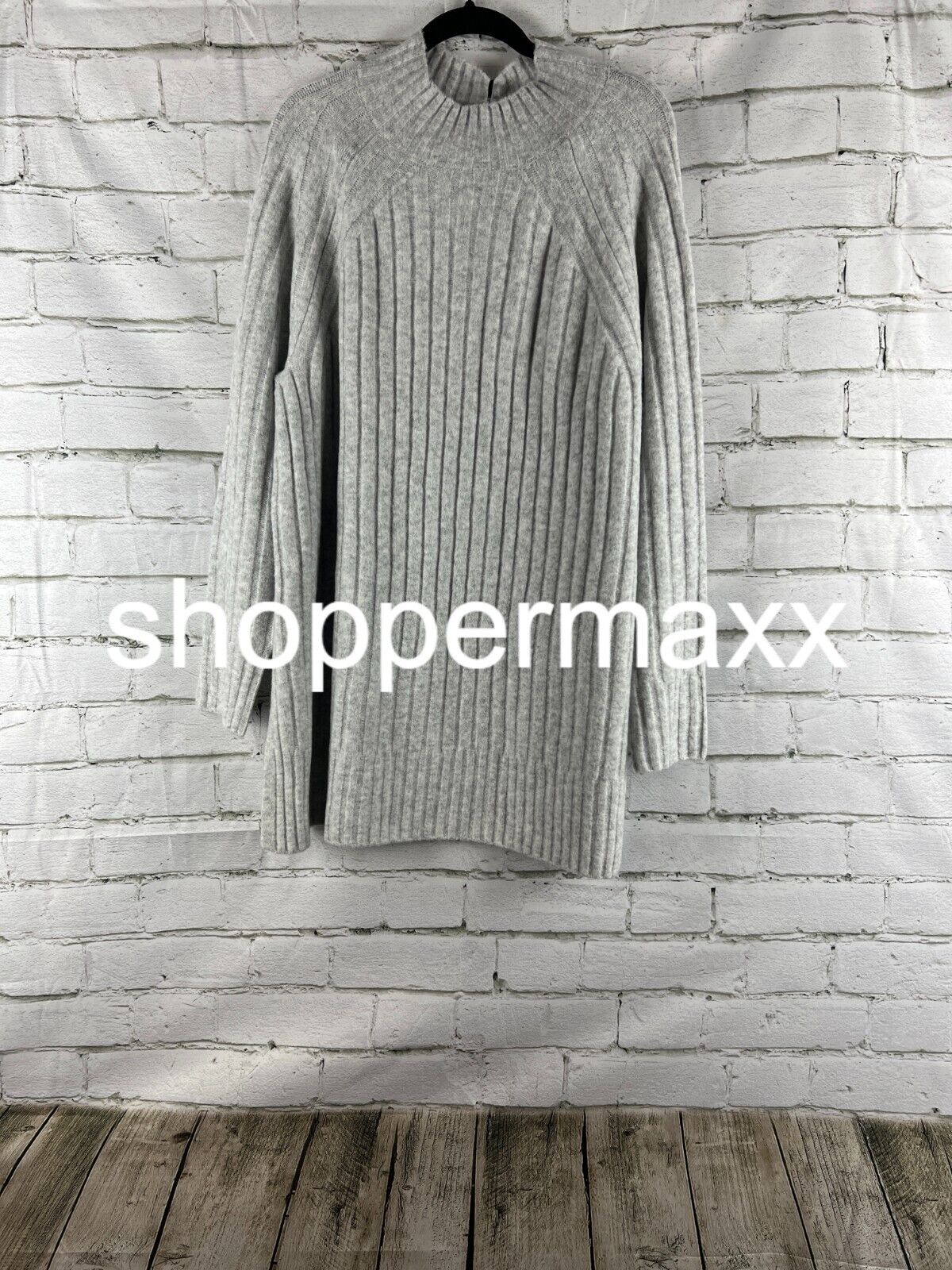 Women's Cozy Mock Neck Tunic Sweater - Ava & Viv, Gray, XXL