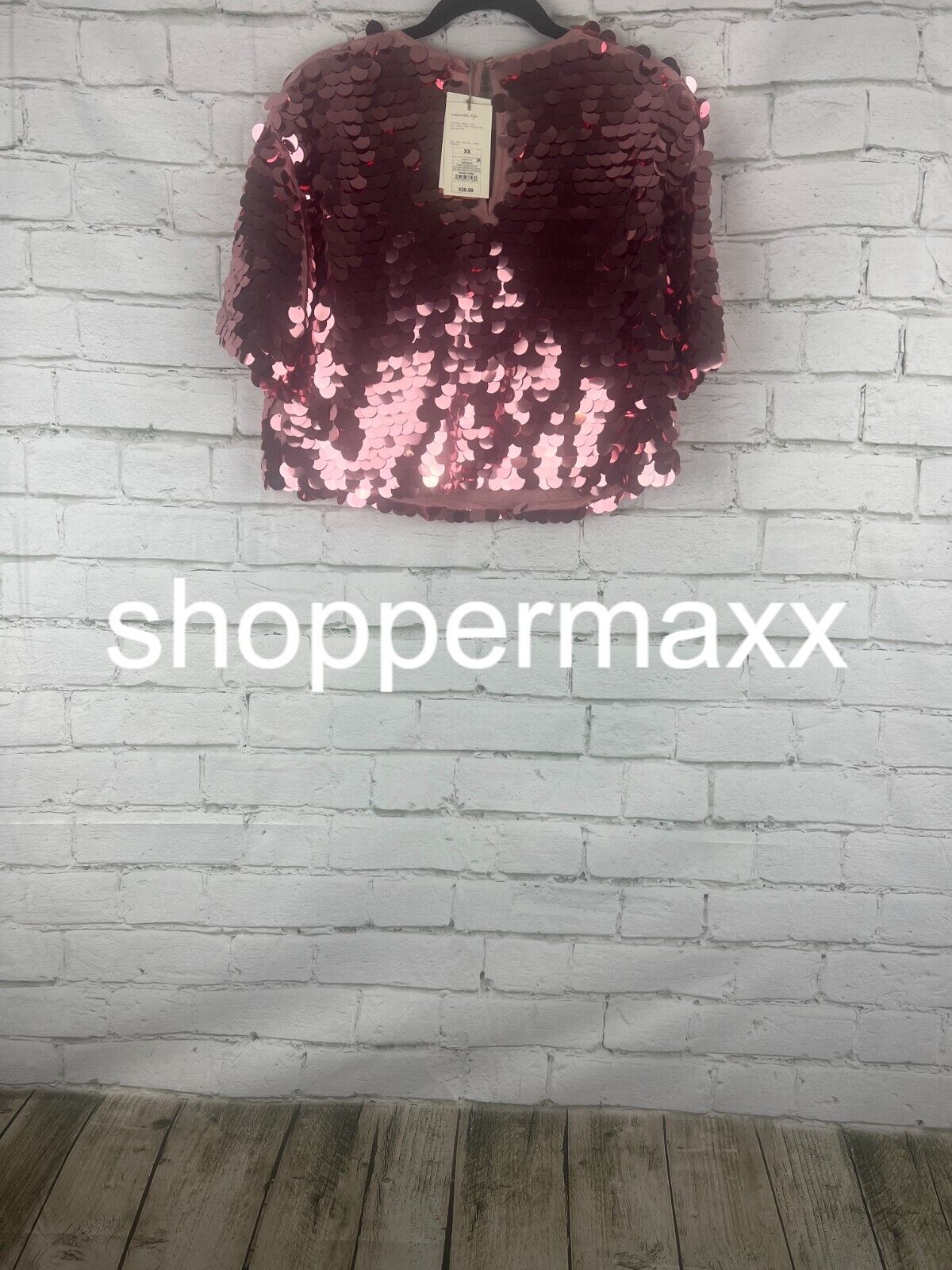 Women's Short Sleeve Paillettes - A New Day, Pink, XS