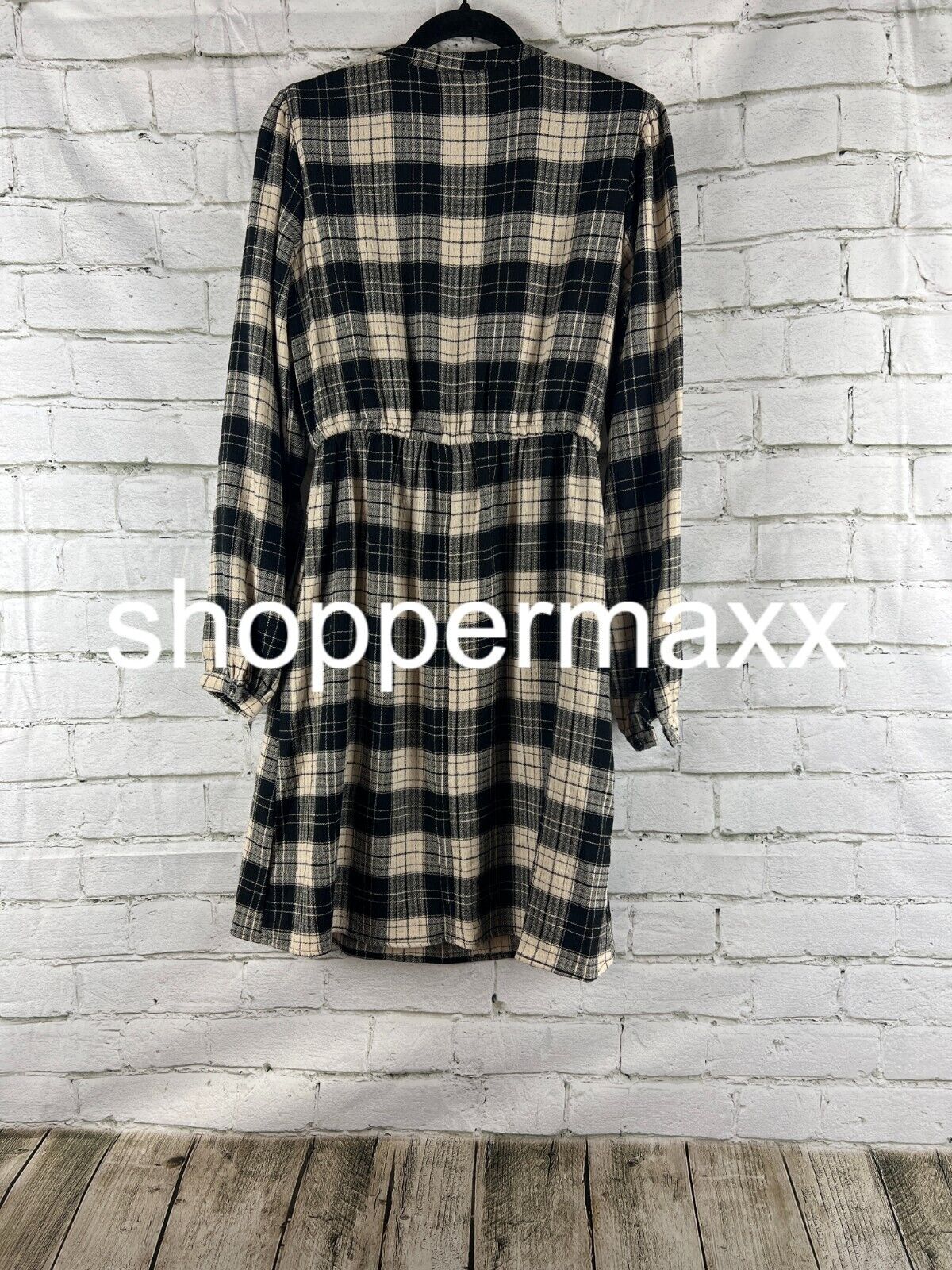 Women's Long Sleeve Plaid A-Line Dress - Knox Rose, Black, XS