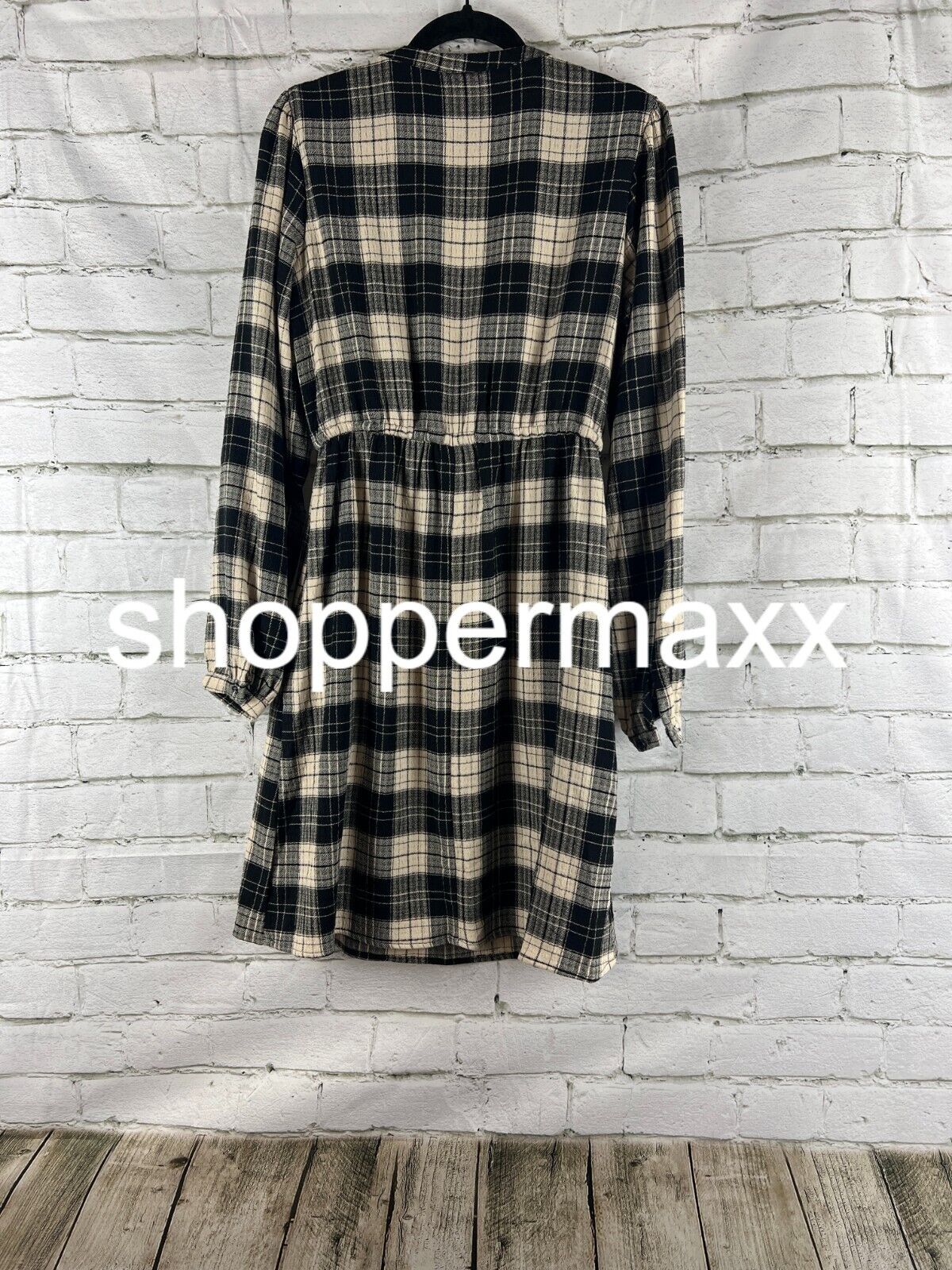 Women's Long Sleeve Plaid A-Line Dress - Knox Rose, Black, XS