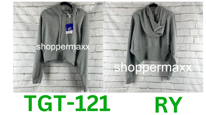 Women's Full Zip French Terry Cropped Hooded Sweatshirt -JoyLab,Heathered Gray,M