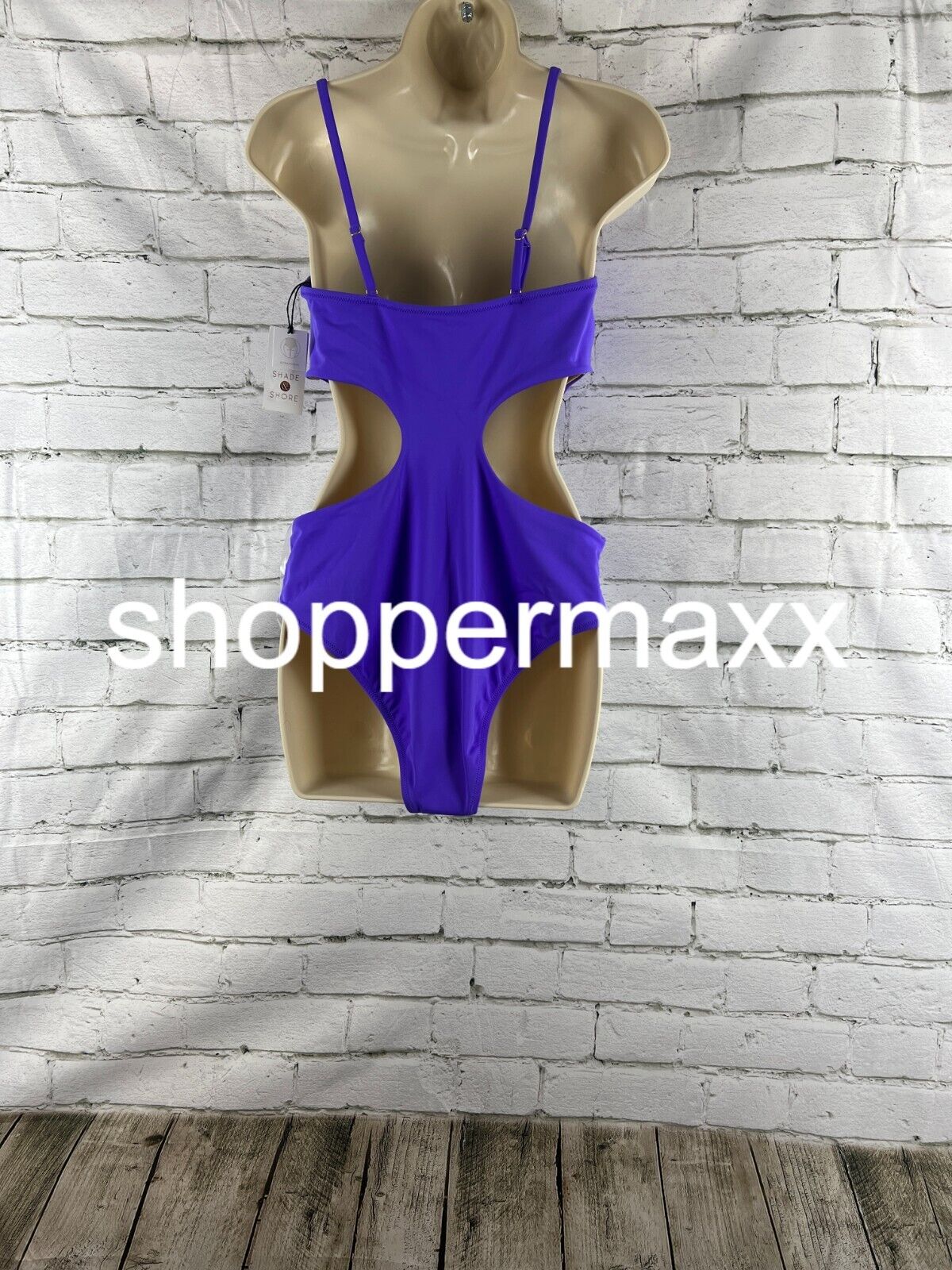 Women's Bead Detail Tunneled Front Cut Out One Piece Swimsuit - Purple-M(8-10)