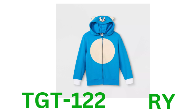 Boys' Sonic the Hedgehog, Zip-Up Hoodie - Blue, XS