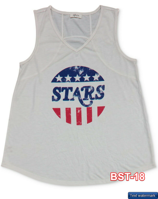 Style & Co. Womens Graphic Print Tank Top, American Stars, Medium