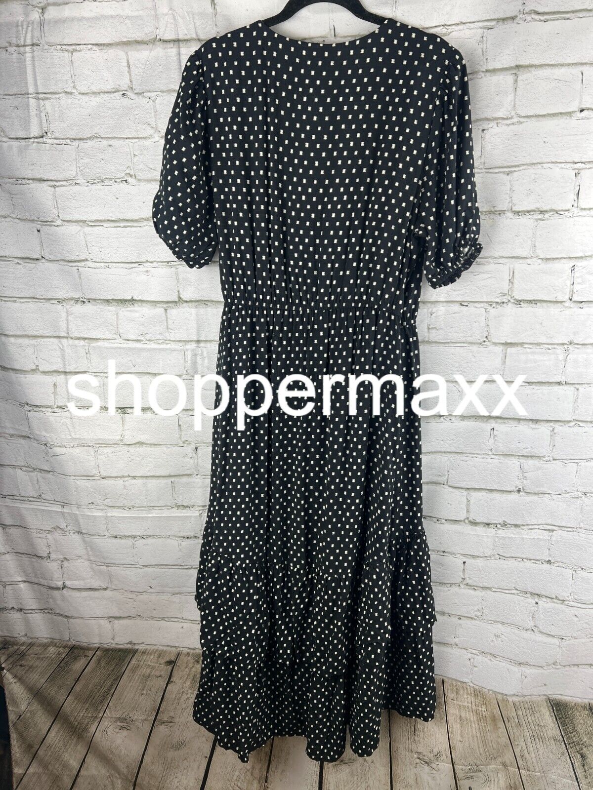 Women's Short Sleeve Wrap Dress - Knox Rose, White/Black, Large