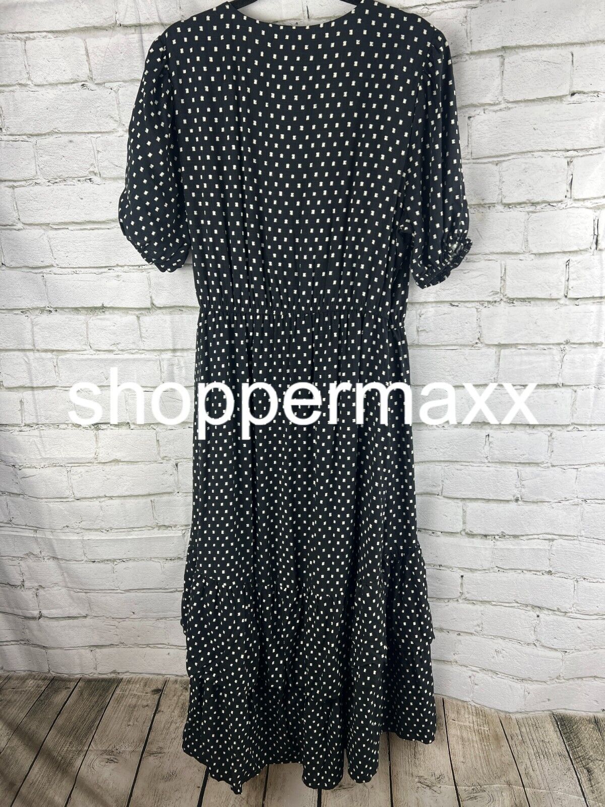 Women's Short Sleeve Wrap Dress - Knox Rose, White/Black, Large