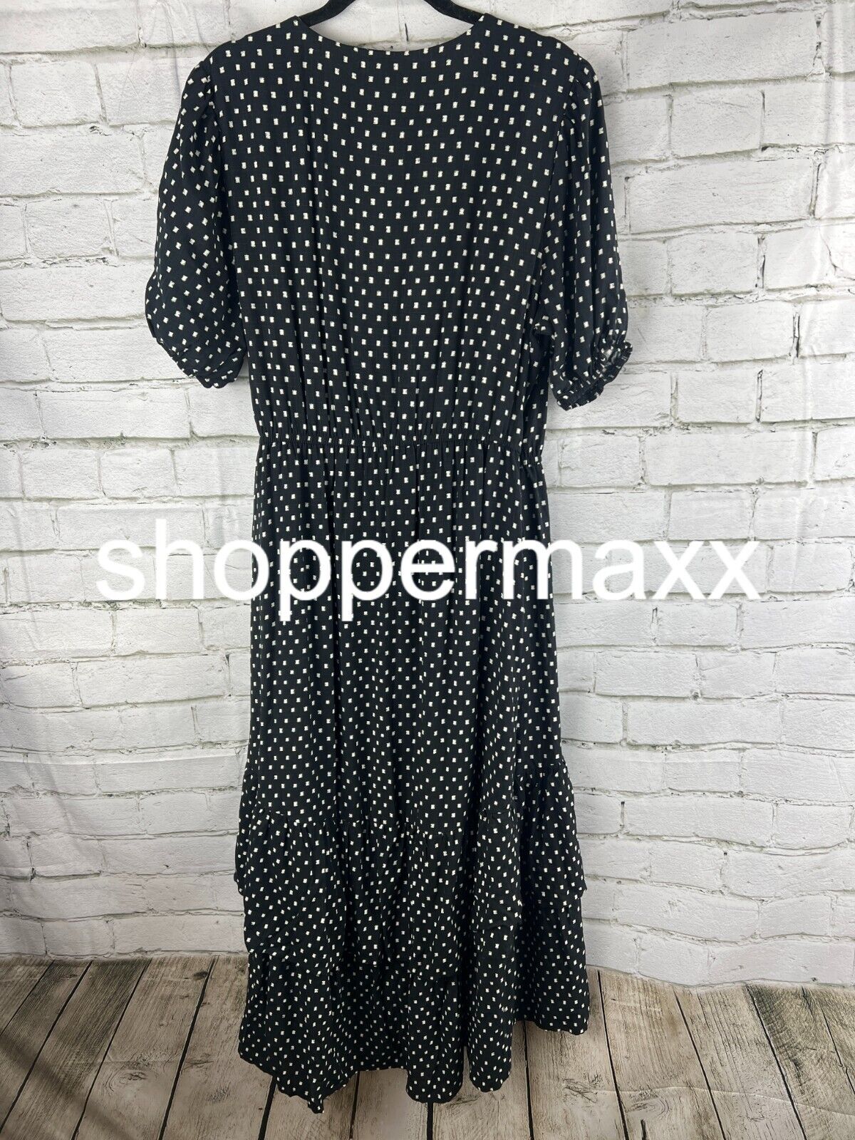 Women's Short Sleeve Wrap Dress - Knox Rose, White/Black, Large