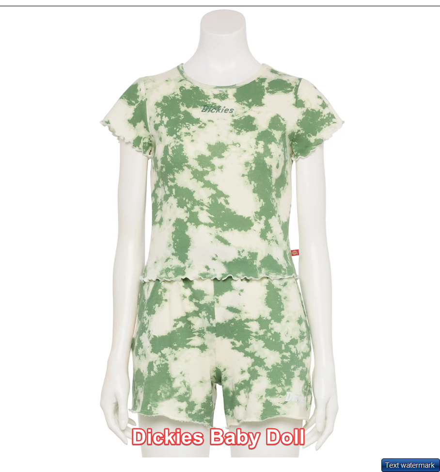 Dickies Green &Beige Juniors’ Tie Dye Babydoll Tee Sz XS/S/M/L NWT!