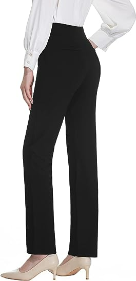 Tapata Women's Straight Leg Dress Pants Stretchy High Waist with Pockets S/31ins