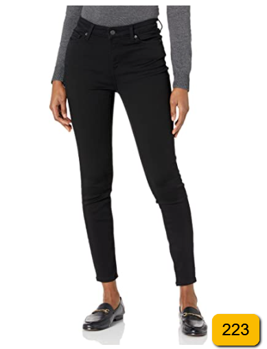 Essentials Women's Mid-Rise Skinny Jean, Black, 0 Regular