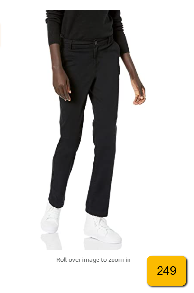 Amazon Essentials Women's Stretch Twill Chino Pant Black Size 4
