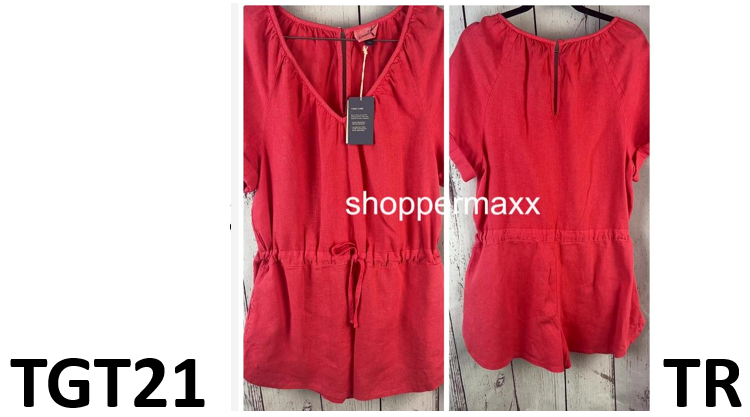 Universal Thread Women's Short Sleeve Romper with Pockets, Red, Size Small