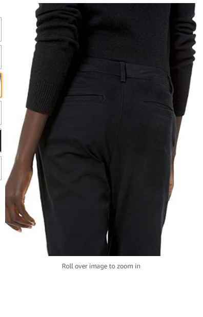 Amazon Essentials Women's Stretch Twill Chino Pant Black Size 4