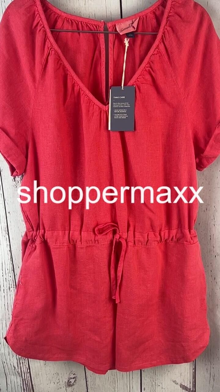Universal Thread Women's Short Sleeve Romper with Pockets, Red, Size Small