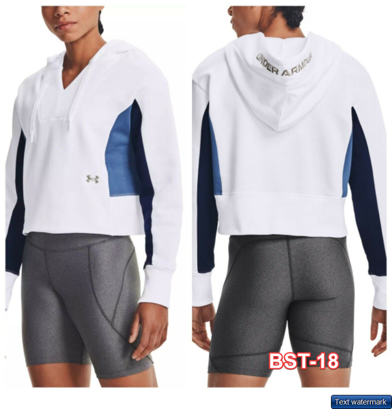 Under Armour Womens Rival Fleece Embroidered Hoodie Loose Fit White Blue XLarge