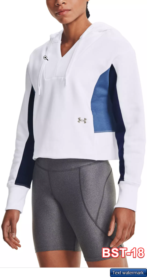 Under Armour Womens Rival Fleece Embroidered Hoodie Loose Fit White Blue XLarge