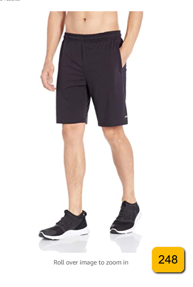 Essentials Men's Performance Cotton Active Short, Black, Large