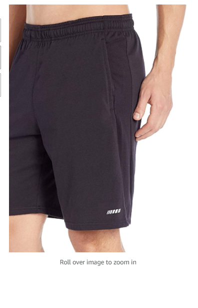 Essentials Men's Performance Cotton Active Short, Black, Large