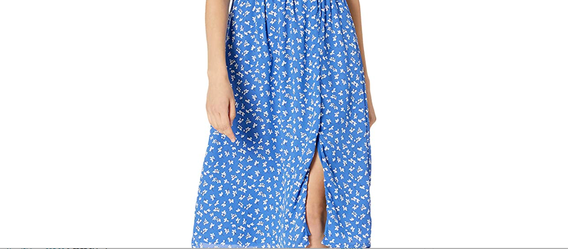 4SI3NNA Women's Cayden Short Puff Sleeve Smocked Midi Dress Blue Still Floral S